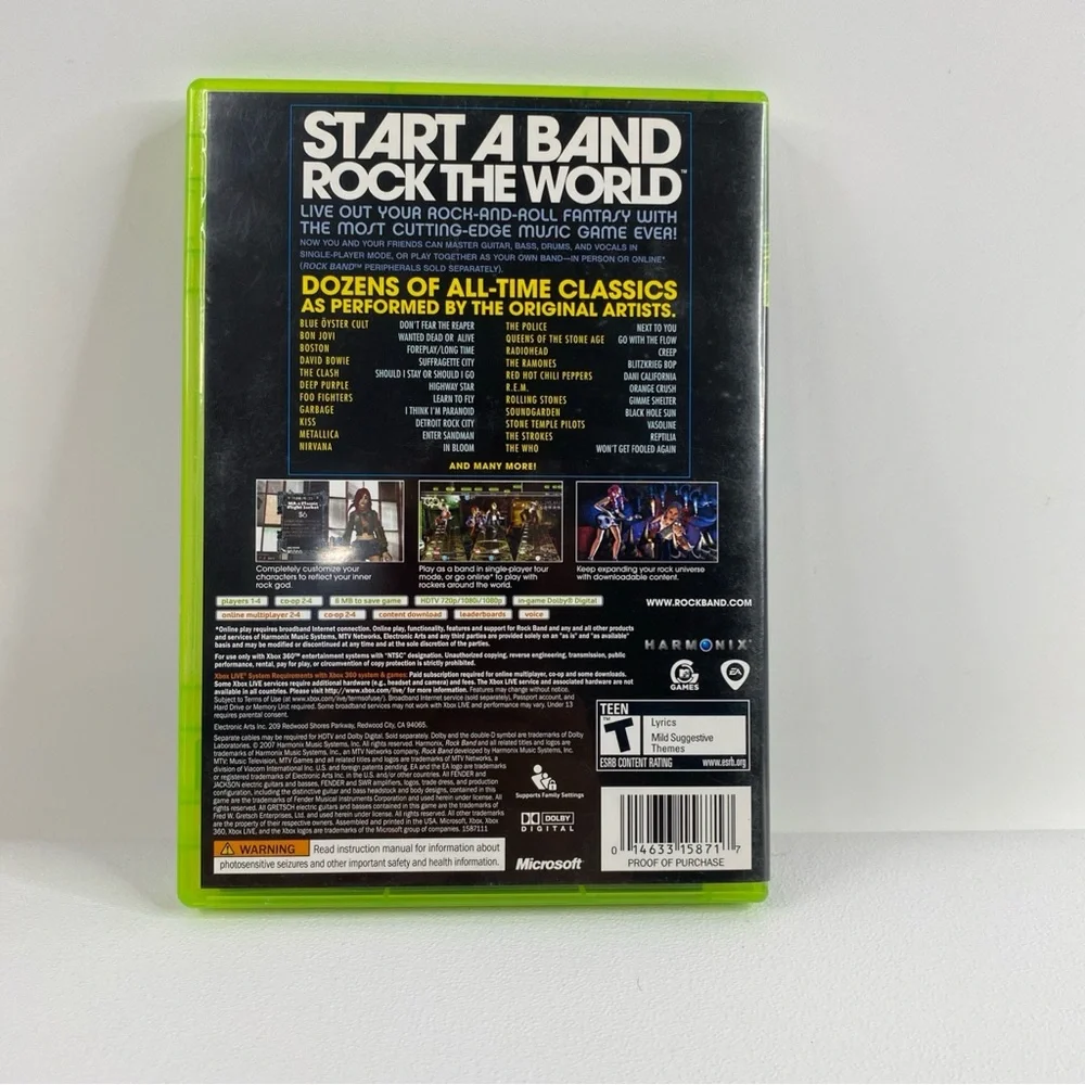 Rock Band (Microsoft Xbox 360, 2007) - Case And Manual